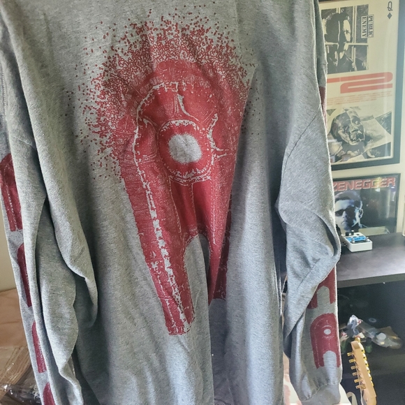Wake long sleeve tee 4 sided grey/red - Picture 3 of 3